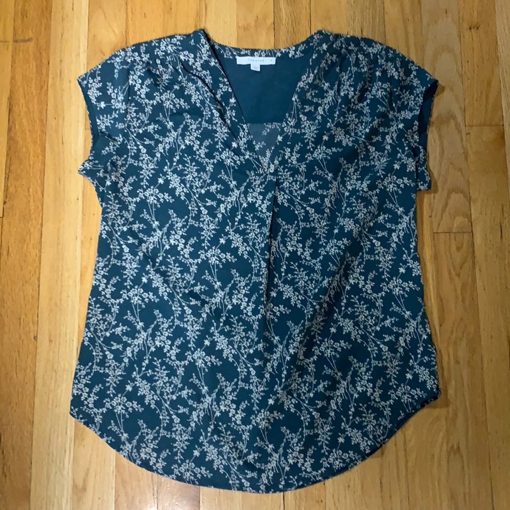 Green floral blouse